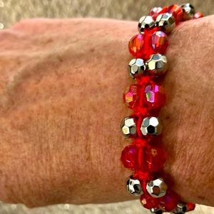 New Super Cool Red Iridescent Bling Boho Macrame Friendship Bracelet